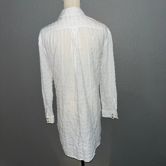 ANTHROPOLOGIE ANTHRO White Cotton Button Down Textured Tunic Cover-up Top - EUC - Picture 6 of 12